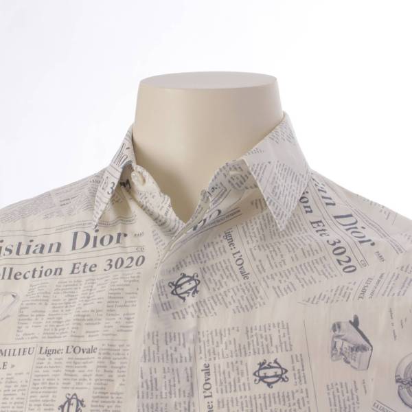 ディオール DIOR メンズ 20SS ニュースペーパープリント 長袖 シャツ 013C502A4834 ホワイト 37 中古 通販 retro レトロ