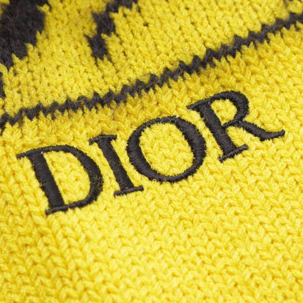 ディオール DIOR 23AW メンズ ウール モヘア ニット セーター 半袖 トップス 393M672AT612 イエロー S 中古 通販  retro レトロ