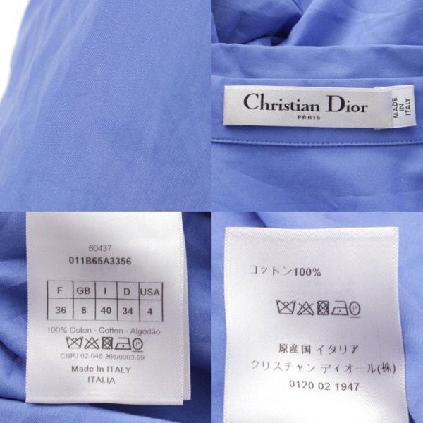 ディオール(DIOR) 長袖 BEE 刺繍 スリット コットン シャツ ブラウス 011B65A3356 ブルー 36 中古 通販 retro レトロ