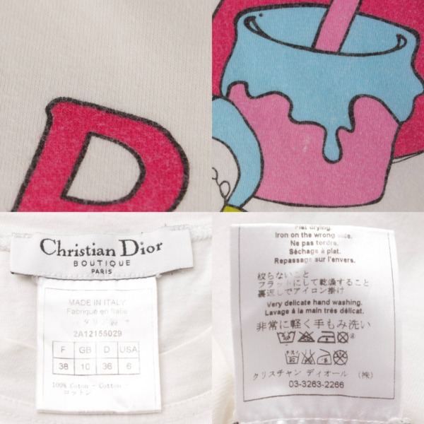 ディオール DIOR ガリアーノ期 アニメ絵 半袖 コットン Tシャツ カットソー 2A12155029 ホワイト 38 中古 通販 retro レトロ