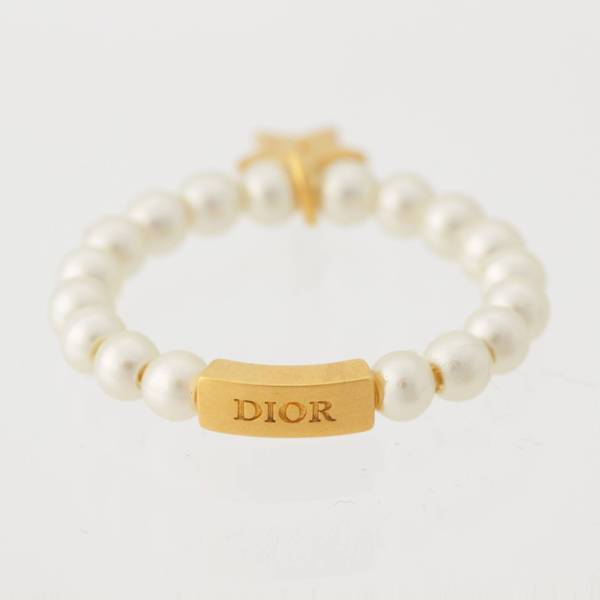 ディオール DIOR フェイクパール スターチャーム リング 指輪 ...