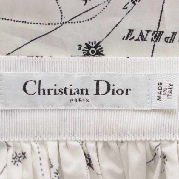 クリスチャンディオール ☆ コットン 刺繍 ギャザー スカート 36 ホワイト