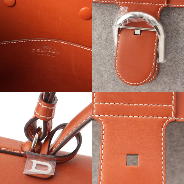 デルヴォー Delvaux 23AW ブリヨンGM フェルト×レザー ハンドバッグ AA0671BPO0AZXPA ブラウン×グレー 中古 通販  retro レトロ