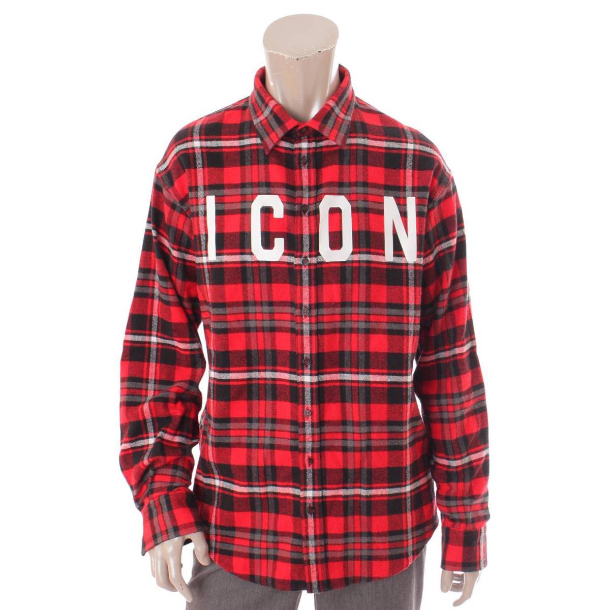 ディースクエアード(Dsquared) ICON チェックシャツ S74DM0273 レッド×ブラック 44