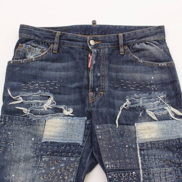 ディースクエアード(Dsquared) 16SS メンズ パッチワーク ダメージ加工 デニムパンツ S71LB0184 インディゴ 48 中古 通販  retro レトロ