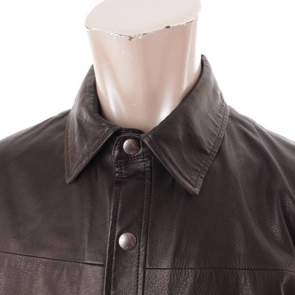 エンメティ EMMETI ジャケット シャツジャケット ラムレザー ナッパレザー 長袖 無地 メンズ アウター 48(M相当) ブラック