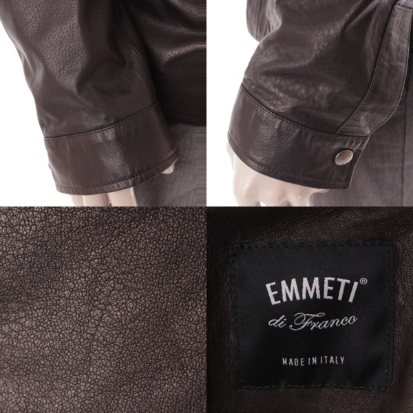 エンメティ(EMMETI) メンズ ナッパレザー シャツ ジャケット ブラック