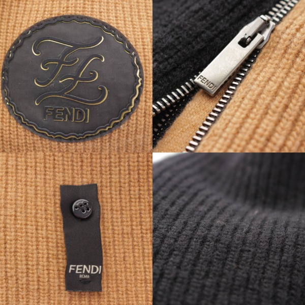 フェンディ Fendi メンズ FF ロゴ ジップアップ ウール ニット ブルゾン ブラウン×ブラック 44 中古 通販 retro レトロ