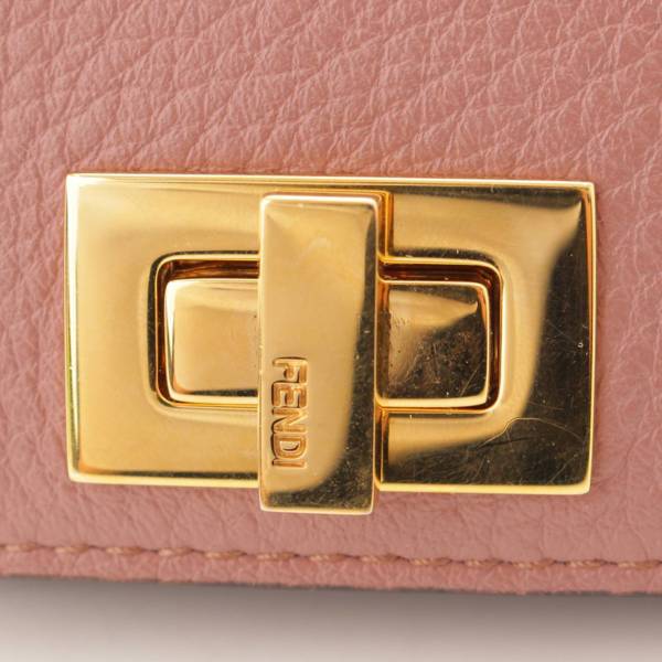 フェンディ(Fendi) ピーカブー レザー コインケース ピンク×ゴールド 中古 通販 retro レトロ