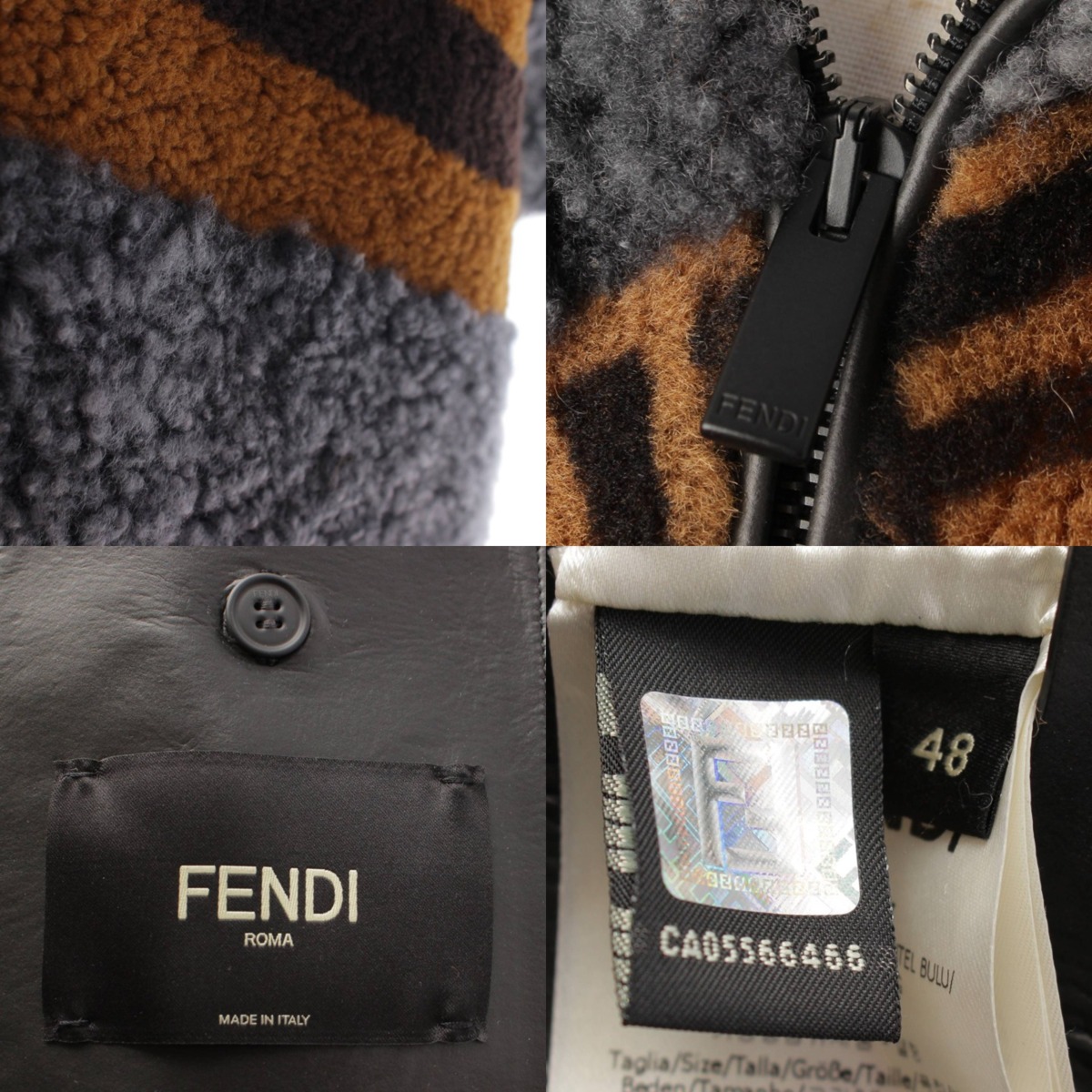 フェンディ(Fendi) メンズ 18年 ボア ズッカ柄 フード ロングコート