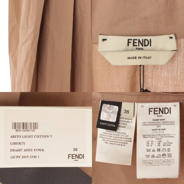 フェンディ(Fendi) プリーツ ワンピース シャツドレス FDA687 ピンク