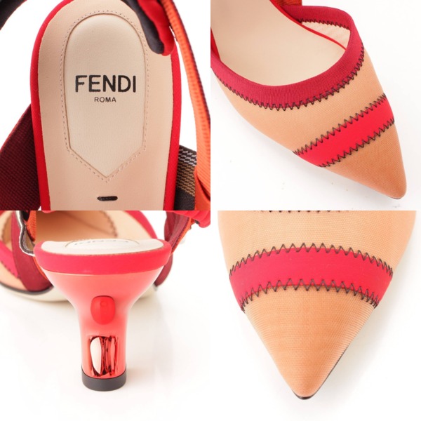 フェンディ(Fendi) コリブリ メッシュ スリングバック ヒール パンプス