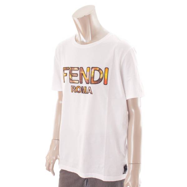 フェンディ(Fendi) 19SS ロゴ クルーネック Tシャツ トップス FY0894 ホワイト XL 中古 通販 retro レトロ