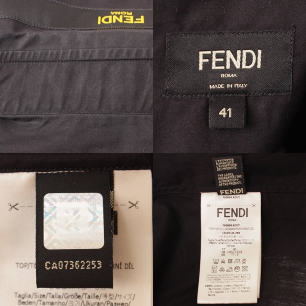 フェンディ(Fendi) メンズ 21SS コットン ロゴ 切替 テープ シャツ