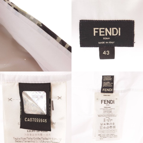 フェンディ(Fendi) 19SS ズッカ柄 クレリックカラー シャツ トップス