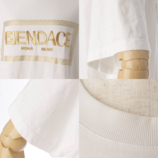 フェンディ(Fendi) ヴェルサーチ 22SS FENDACE 刺繍 Tシャツ トップス FY1144 ホワイト 中古 通販 retro レトロ