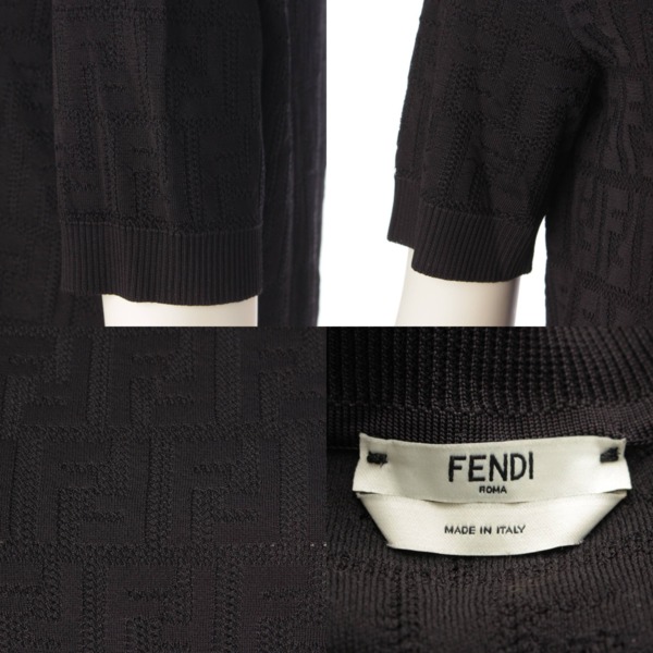 フェンディ Fendi 19年 セーター 半袖 クルーネック トップス FF柄 ニット FZY934 ブラック 40 中古 通販 retro レトロ