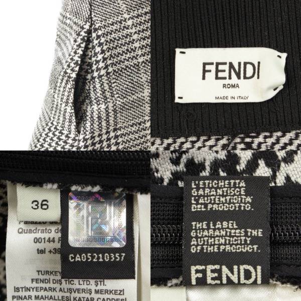 フェンディ(Fendi) シルク混 グレンチェック ロングスカート