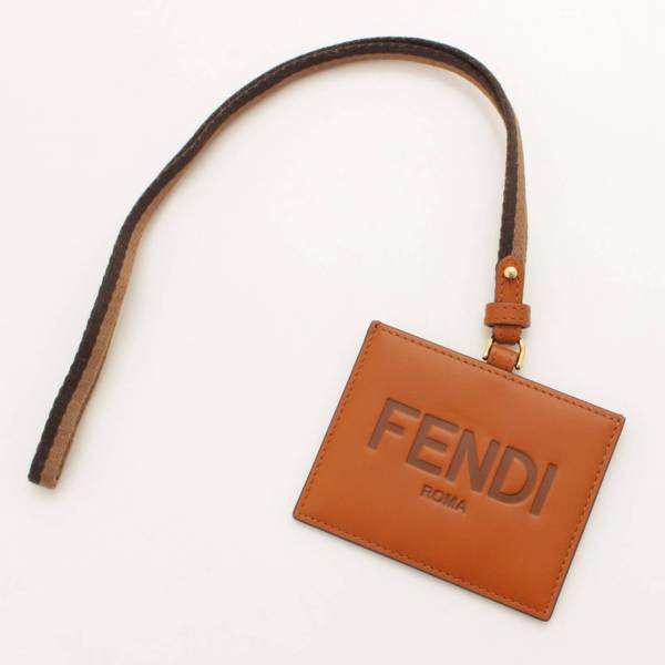 フェンディ(Fendi) 2021年 ロゴ入り ネック レザー カードホルダー 