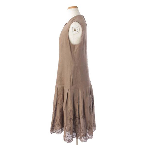フォクシー(Foxey) Dress Arles ドレス アルル ノースリーブ ワンピース 42556 ココアブラウン 40 中古 通販 retro  レトロ