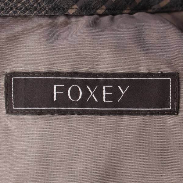 フォクシー(Foxey) ミラベル シルク混 スタンドカラー チェック フレア ...