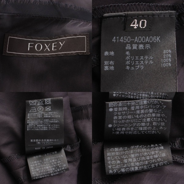 フォクシー Foxey 20年 ノースリーブ ウール ワンピース ドレス 41450 ネイビー 40 中古 通販 retro レトロ