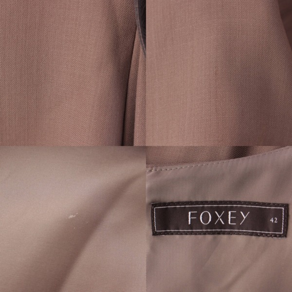 フォクシー Foxey 2019年 Leather Shape バックジップ ノースリーブ ワンピース 40385 モカブラウン 42 中古 通販  retro レトロ