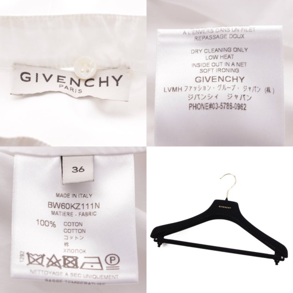 ジバンシィ GIVENCHY コットン 長袖 無地 ボウタイ ブラウス シャツ BW60KZ111N ホワイト 36 中古 通販 retro レトロ