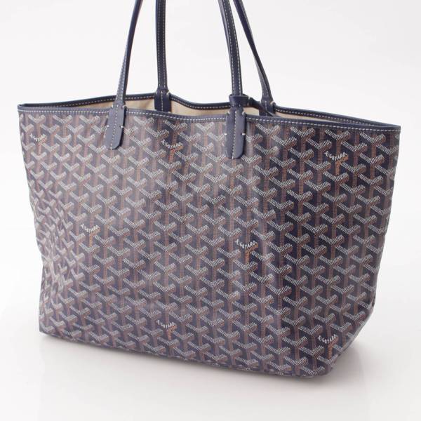 ゴヤール GOYARD サンルイPM ポーチ付き PVC×レザー トートバッグ ネイビー 中古 通販 retro レトロ