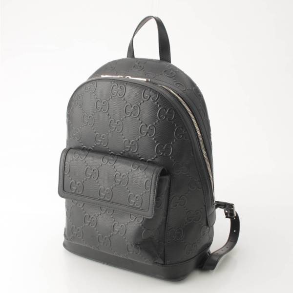 グッチ Gucci GGエンボス レザー バックパック リュック バッグ 658579 ブラック 中古 通販 retro レトロ