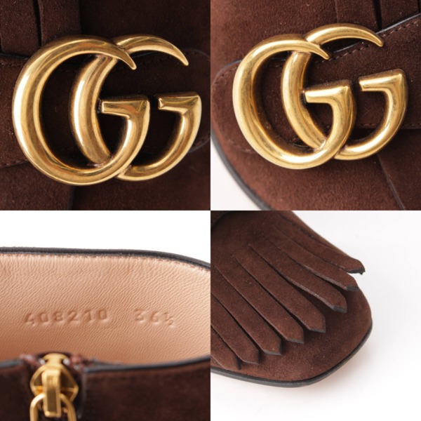 グッチ(Gucci) GGマーモント アンクルブーツ スエード 408210 ブラウン