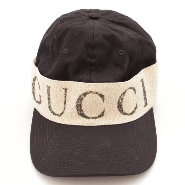 グッチ(Gucci) ヘアバンド付き ベースボール キャップ 帽子 ブラック 