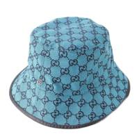 GGキャンバス ダブルG 総柄 コットン バケットハット 帽子 656573 ブルー XL