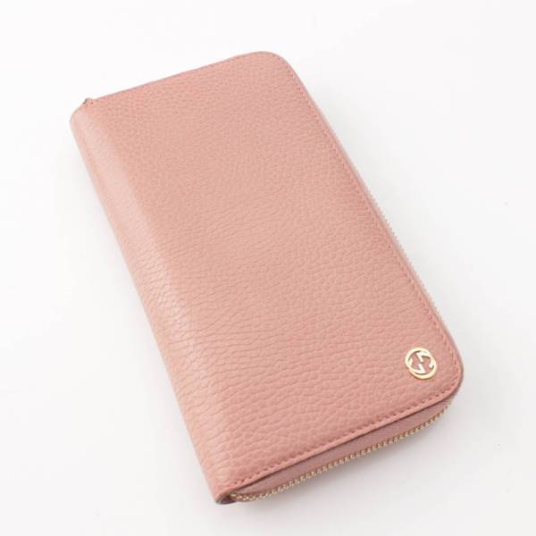 グッチ Gucci インターロッキングG レザー ラウンドファスナー長財布 ウォレット 449347 ピンク 中古 通販 retro レトロ