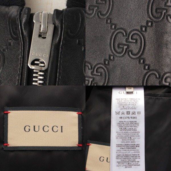 グッチ(Gucci) メンズ GG グッチシマ ラムスキン ボンバー