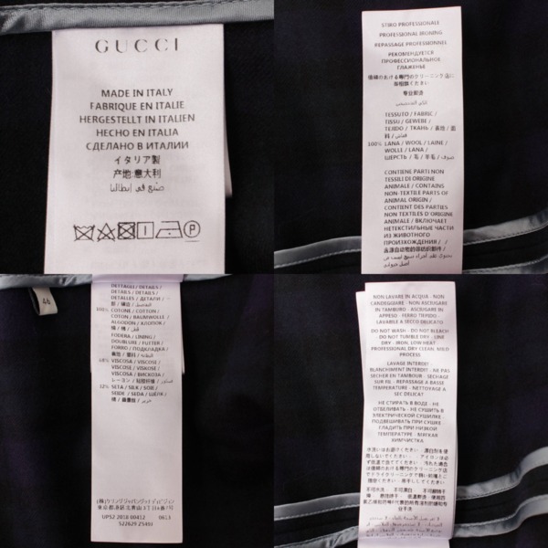 グッチ(Gucci) 18AW フランネル チェック チェスター コート 522629