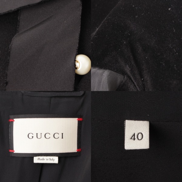 グッチ(Gucci) 2017年 リボン レース ウール コート 475971 ブラック
