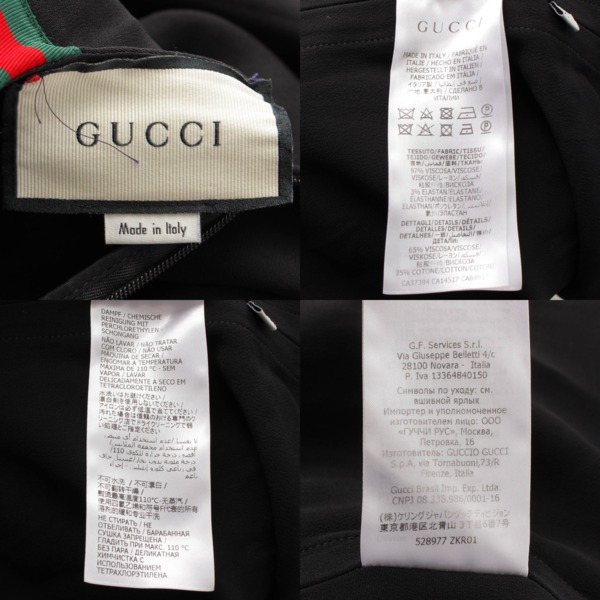 グッチ Gucci 18年 サイドシェリーライン 半袖 ワンピース ドレス トップス 528977 ブラック 40 中古 通販 retro レトロ