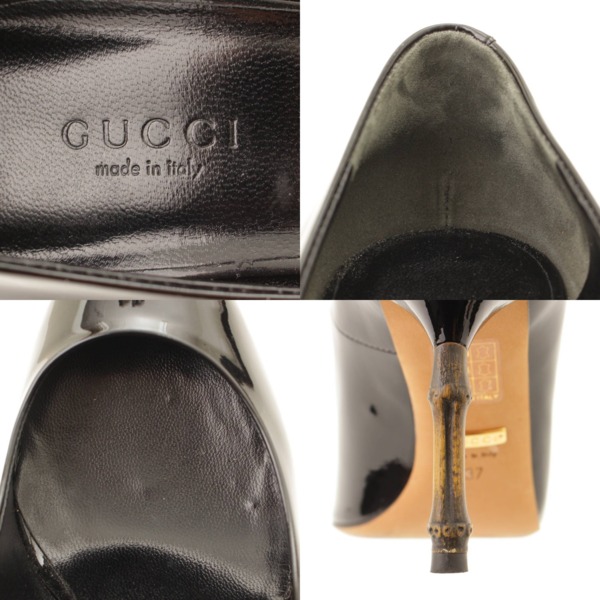 グッチ(Gucci) パテント バンブーヒール ポインテッドトゥ パンプス