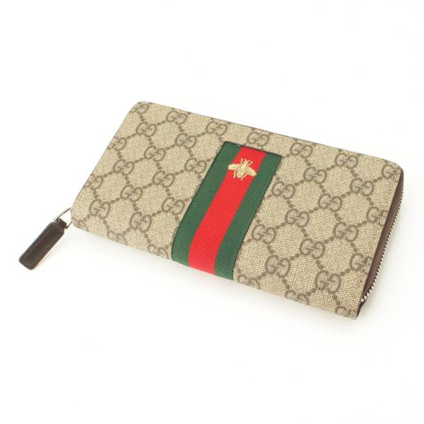 グッチ(Gucci) ウェブ GGスプリーム キャンバス ジップアラウンド