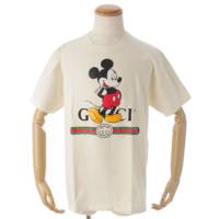 メンズ ディズニー ミッキーマウスプリント コットン Tシャツ 565806 オフホワイト XS