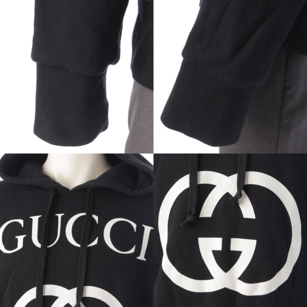 グッチ Gucci インターンロッキングG ロゴプリント パーカー プルオーバー 475374 ブラック M 中古 通販 retro レトロ