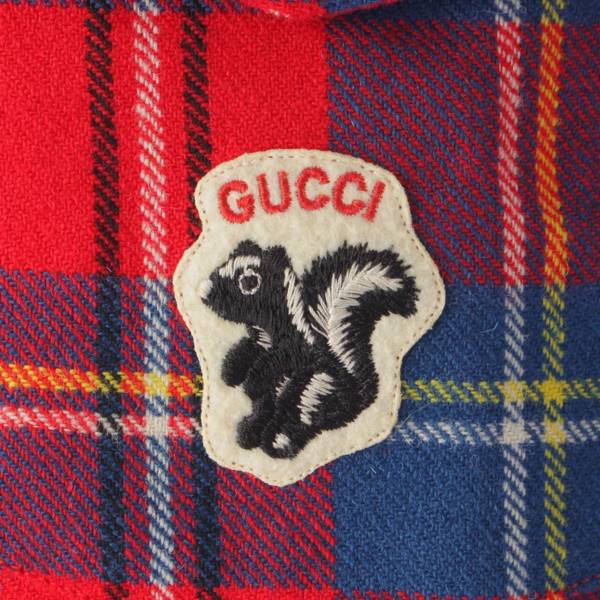 グッチ Gucci メンズ ロゴ スカンクパッチ タータンチェック シャツ トップス マルチカラー 48 中古 通販 retro レトロ