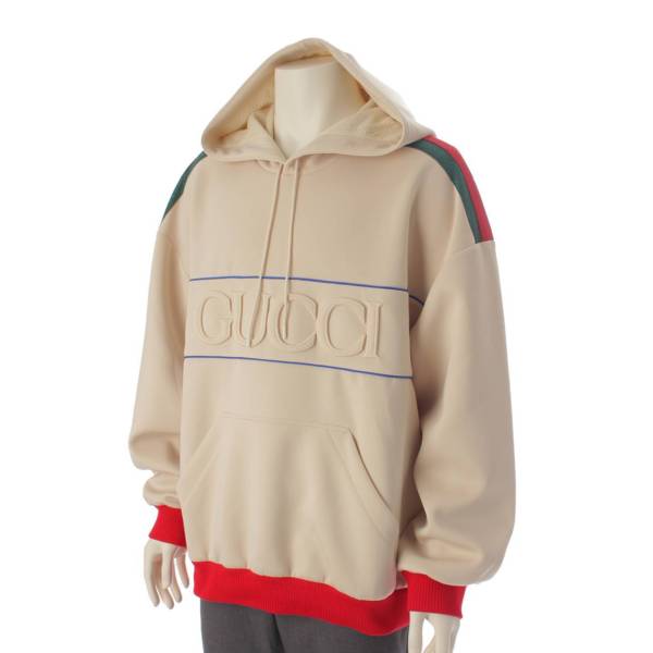 グッチ Gucci 23年 メンズ ストライプ ネオプレン スウェット パーカー トレーナー アイボリー L 中古 通販 retro レトロ