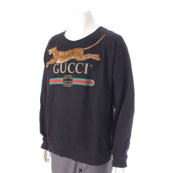 グッチ Gucci 18AW メンズ ヴィンテージロゴ タイガー ジャガー トレーナー 527743 ブラック M 中古 通販 retro レトロ