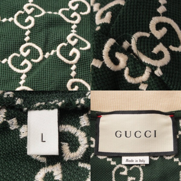 グッチ Gucci メンズ GGトレッチ コットン 半袖 ポロシャツ トップス 598956 グリーン L 中古 通販 retro レトロ