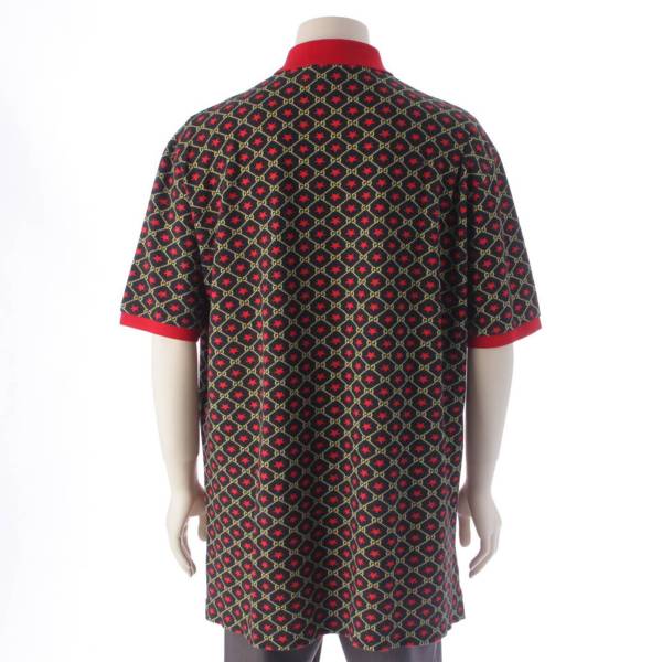 グッチ Gucci メンズ GGスター コットン ポロシャツ トップス 575222 ブラック×レッド XXL 中古 通販 retro レトロ