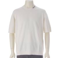 24AW メンズ ロゴ刺繍 シルク コットン Tシャツ カットソー 787736 ホワイト XL