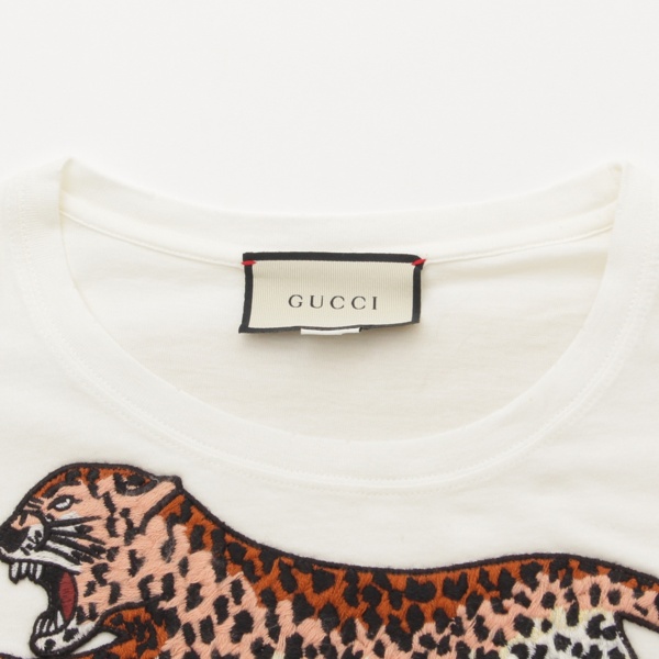 グッチ(Gucci) 18AW レオパード ロゴ Tシャツ 493117 ホワイト XS 中古