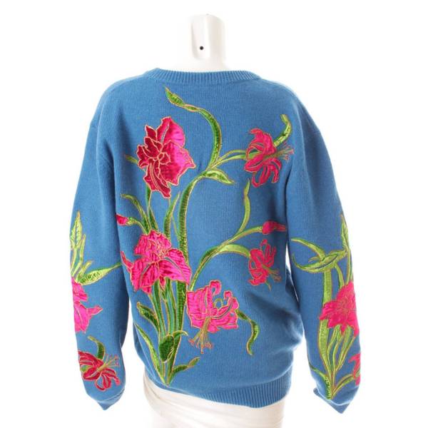 グッチ(Gucci) 19AW 花柄 Vネック ニット セーター フラワー 577321 ブルー S 中古 通販 retro レトロ